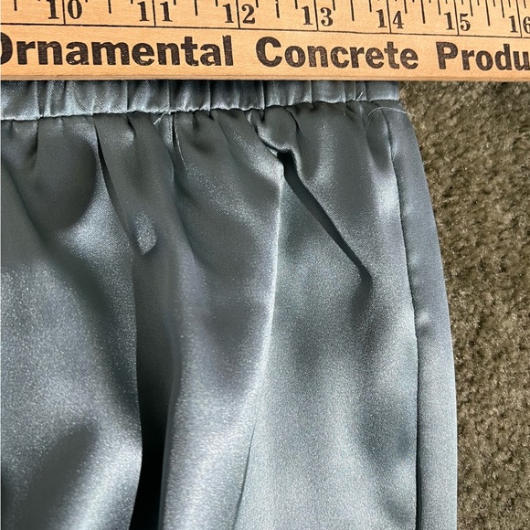 Pleione Satin Cargo Pants Shirt Set Steel Blue - Picture 6 of 10